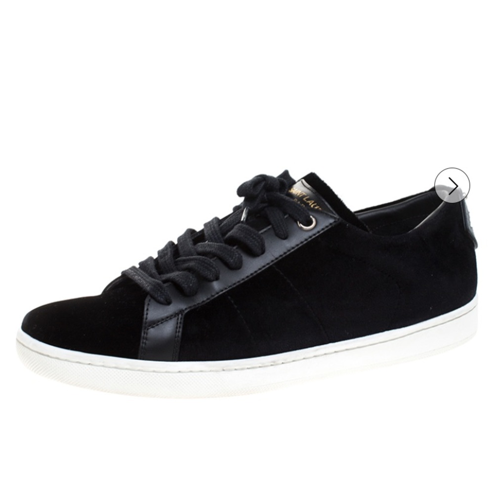 Saint Laurent Velvet & Leather Sneakers - Picture 2 of 13
